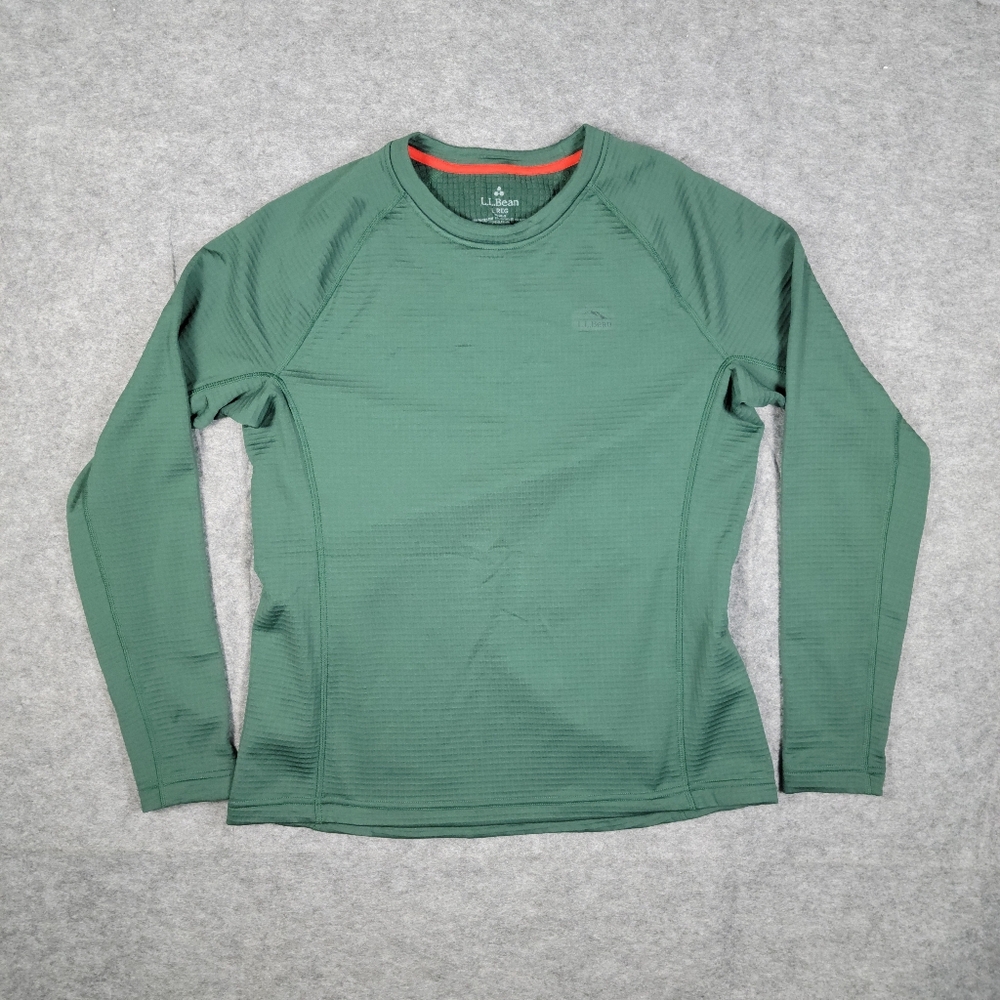L.L.Bean Dark Green Heavyweight Base Layer Crew Top Women's Size Large Regular